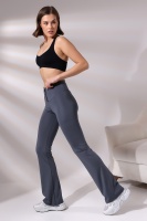 EMFURE Füme Kadın Fermuarlı İspanyol Paça Spor Tayt Sıkılaştırıcı Toparlayıcı Sporcu Bootcut Leggings