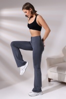 EMFURE Füme Kadın Fermuarlı İspanyol Paça Spor Tayt Sıkılaştırıcı Toparlayıcı Sporcu Bootcut Leggings