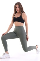 Emfure Haki Kadın Spor Tayt Çift Cepli Sıkılaştırıcı Toparlayıcı Sporcu Taytı Leggings