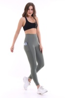 Emfure Haki Kadın Spor Tayt Çift Cepli Sıkılaştırıcı Toparlayıcı Sporcu Taytı Leggings