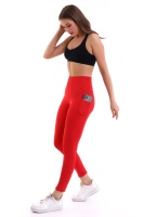 Emfure Kırmızı Kadın Spor Tayt Çift Cepli Sıkılaştırıcı Toparlayıcı Sporcu Taytı Leggings