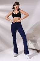 EMFURE Lacivert Kadın Fermuarlı İspanyol Paça Spor Tayt Sıkılaştırıcı Toparlayıcı Sporcu Bootcut Leggings