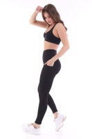 Emfure Siyah Kadın Spor Tayt Çift Cepli Sıkılaştırıcı Toparlayıcı Sporcu Taytı Leggings