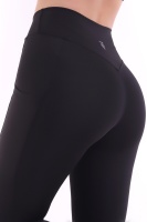 Emfure Siyah Kadın Spor Tayt Çift Cepli Sıkılaştırıcı Toparlayıcı Sporcu Taytı Leggings