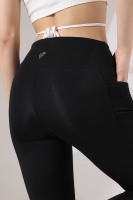 EMFURE Siyah Kadın Yüksek Bel Toparlayıcı Çift Cepli Ispanyol Paça Spor Tayt Bootcut Leggings