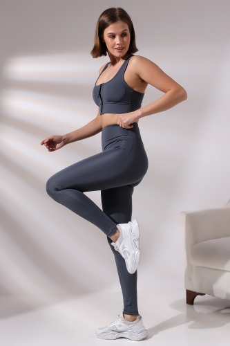 EMFURE Füme Kadın Spor Tayt Sıkılaştırıcı Toparlayıcı Tam Boy Spor Tayt Leggings